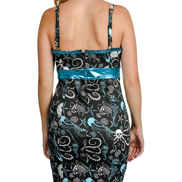 NWT pin up -  Rockabilly skulls pencil dress - - Picture 2 of 7